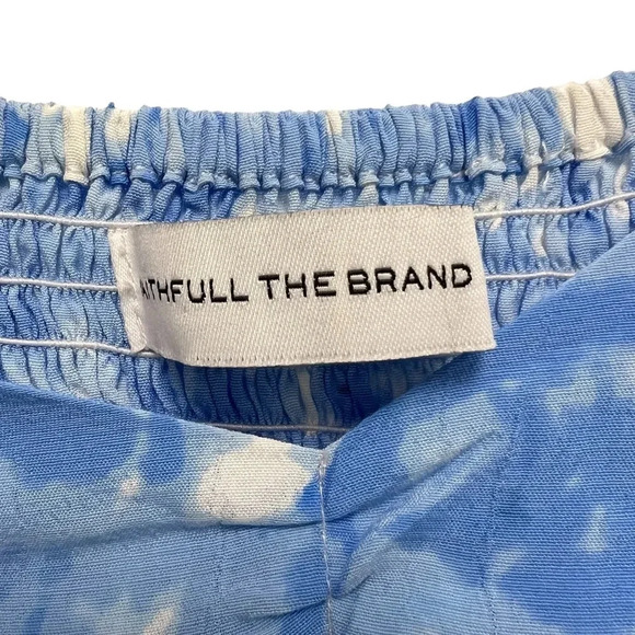 Faithfull the Brand Charlize Midi Dress in Blue Roos Tie Dye Cloudscape Size S - Picture 7 of 10